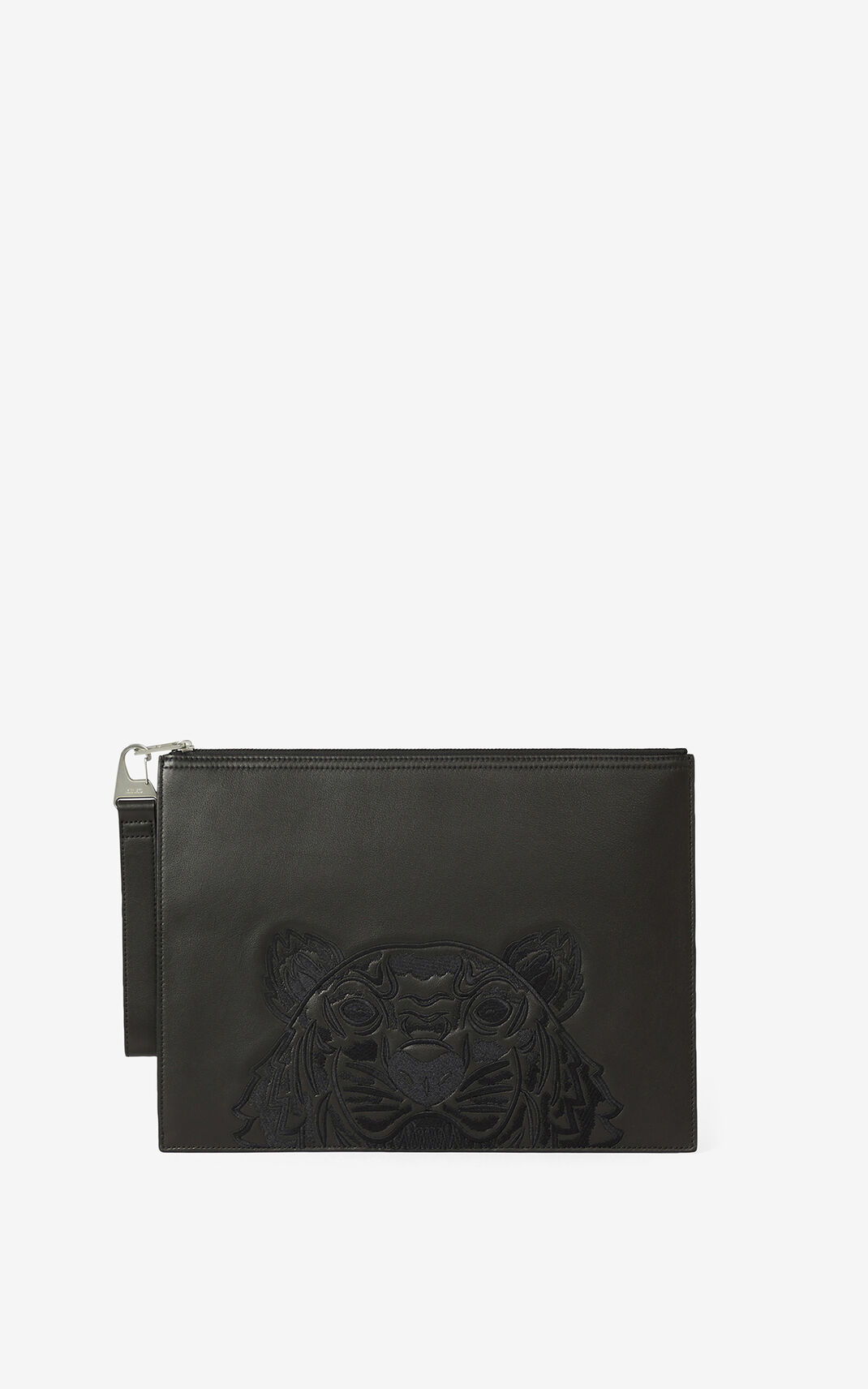 Clutch Kenzo Kampus Tiger large grained Cuero Hombre Negras QDG521384